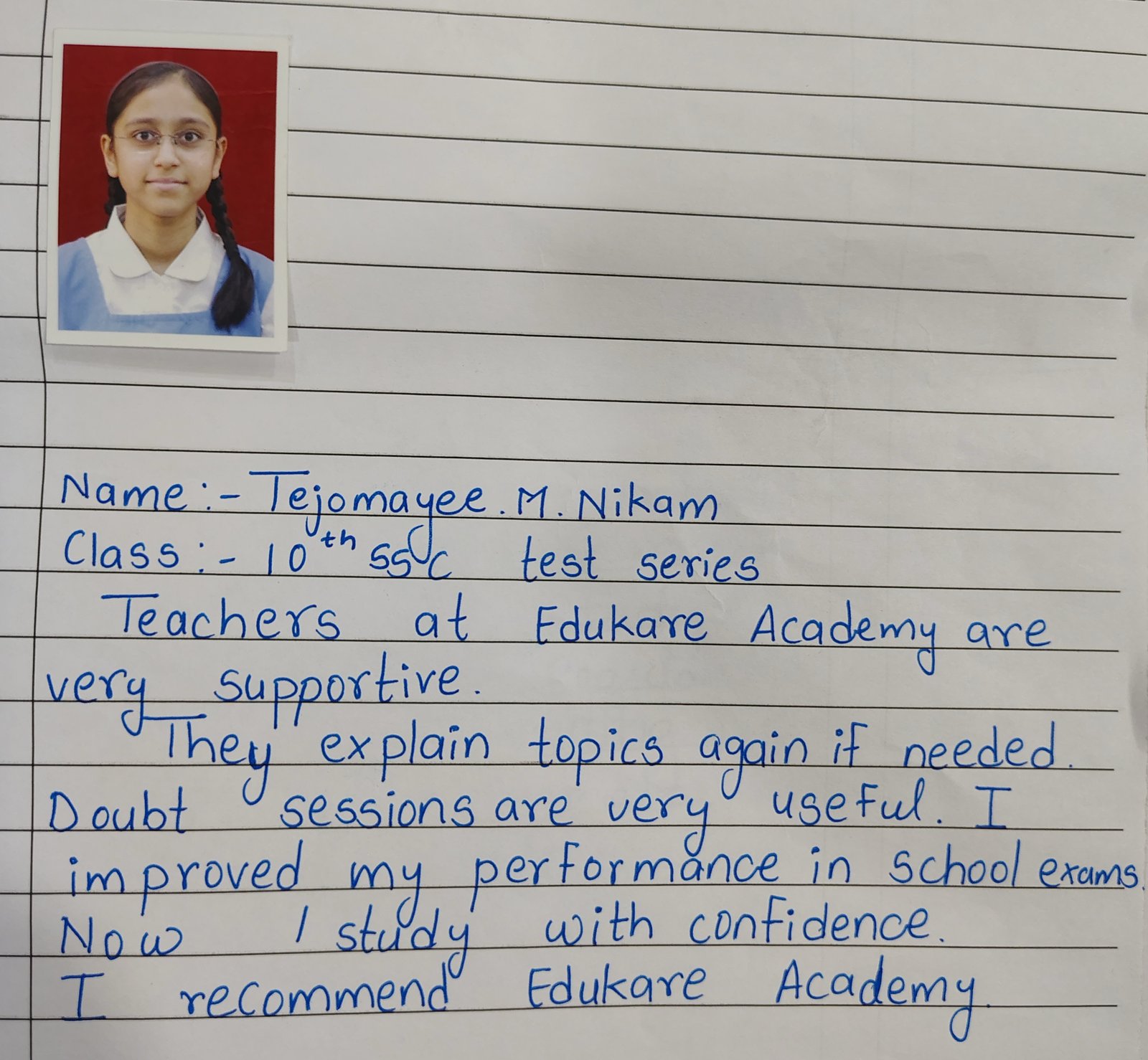 Handwritten review by Chandani Tak